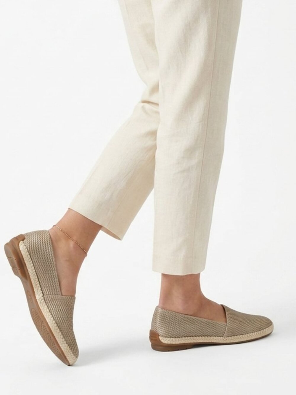 PAUL GREEN LAYLA ESPADRILLE SLIP ON FLAT IN BEIGE GREY - 9